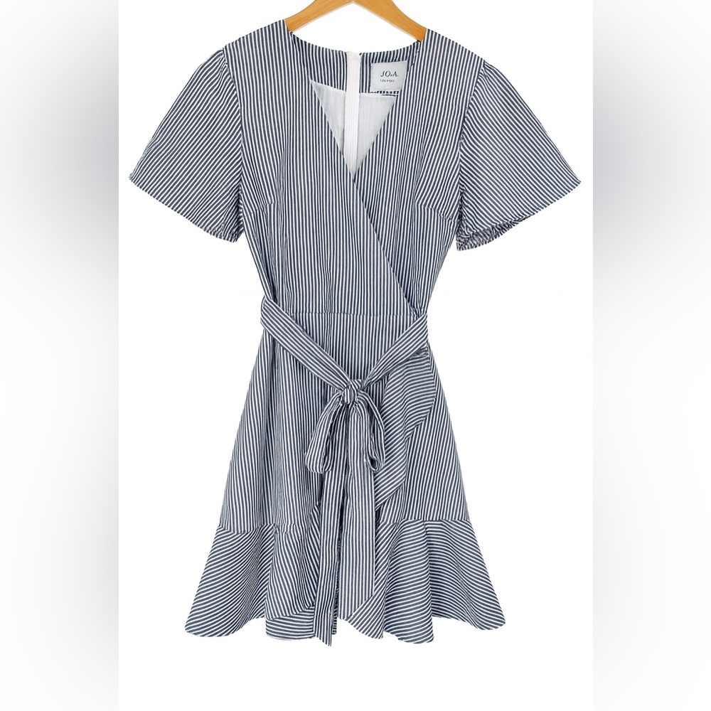 J.O.A. Navy and White Striped Midi Dress